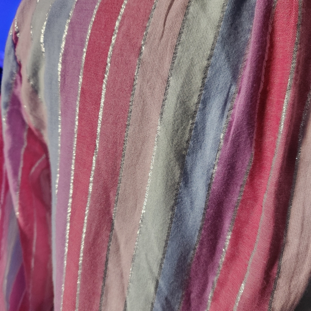 J.CREW Women Button Up Day Dress in Rainbow Color Stripes Matellic NO BELT XS - Picture 4 of 10